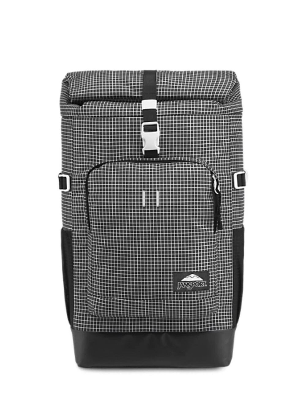 JanSport Black Grid Roll-Top Rucksack Backpack for Men JS0A7MD6M8